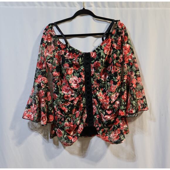 Venus Lace Floral Bell Sleeve Off Shoulder Top Size XL - Picture 1 of 5